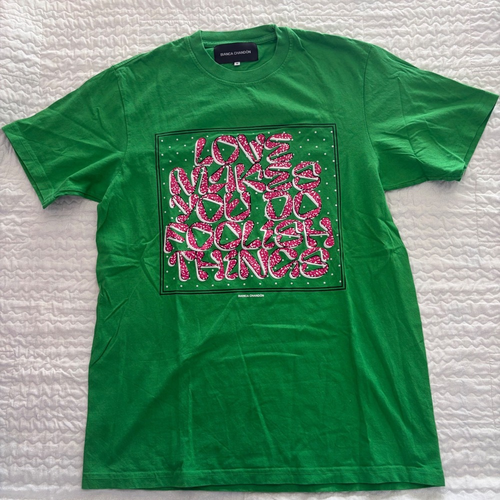 Bianca Chandon Green Love Makes You Do Foolish Things Graphic T-Shirt Mens M